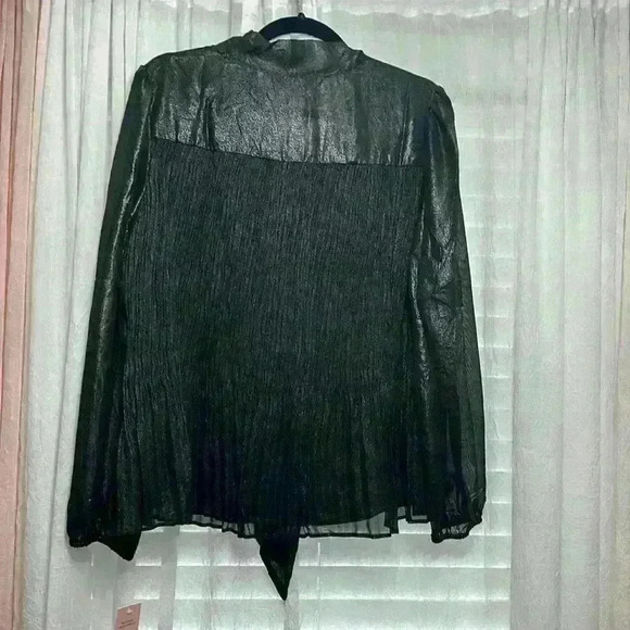 NWT Nanette Lapore pleated metallic shimmer high neck top item#9Z - Picture 10 of 11